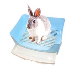 kathson Large Rabbit Litter Box Trainer, Potty Corner Toilet with Drawer Bigger Pet Pan for Adult Hamster, Guinea Pig, Ferret, Galesaur, Bunny and Other Animals (Blue)