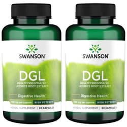 Swanson High Potency DGL (Licorice) - Herbal Supplement Promoting Digestive Health & GI Tract Support - Natural Stomach Soother Made with Licorice Root Extract - (90 Capsules, 750mg Each) 2 Pack