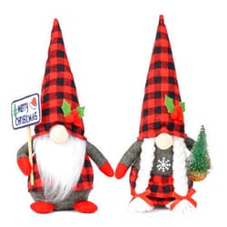 D-FantiX 2Pack Christmas Gnomes Plush with Christmas Sign and Xmas Tree, Handmade Swedish Tomte Santa Scandinavian Figurine Nordic Plush Elf Doll Gnome Christmas Decorations Ornaments Home Decor