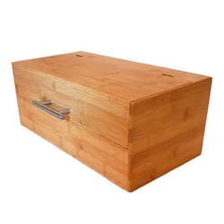 Green Hygge Natural Bamboo Wood Storage Box | Large Bread Box | Kitchen Countertop Organizer | Hinged Lid with Handle