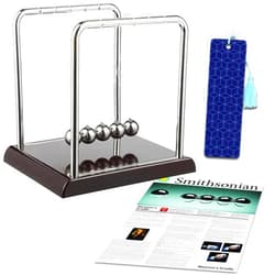 World's Finest Newton's Cradle Science Kit for Kids - Bundle with Newton's Cradle Toy for Teaching Physics with Toys Plus Bookmark | Newton's Laws Swinging Ball Pendulum