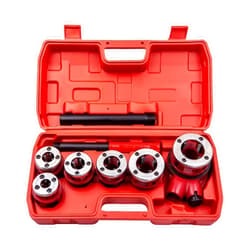 maXpeedingrods BSPT Ratchet Pipe Threader Kit, Manual Ratcheting Pipe Threading Tool Set w/ 6 Dies 1/4