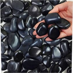 FANTIAN 5 lbs Natural Polished Black River Rocks, 1-2 inch Decorative Black Pebbles for Indoor Plants. Black Stones for Planters, Vase, Garden Landscape Rocks and Outdoor Decorative Stones