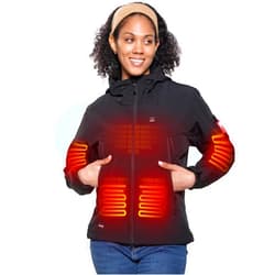 DEWBU Heated Jacket for Women with 12V Battery Pack Winter Outdoor Soft Shell Electric Heating Coat