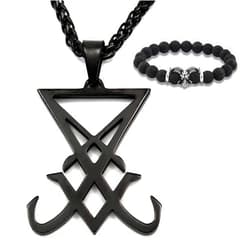 Gungneer Black Sigil of Lucifer Pendant Necklace Stainless Steel Stanic Symbol Jewelry Accessory Men Women