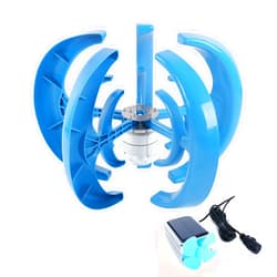 WANGYONGQI 12000W Wind Solar Hybrid System 5 Blades Controller Lantern Vertical Axis Wind Turbine Generator Motor Kit for Home Windmill Use