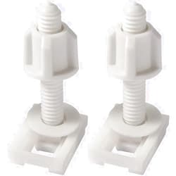 Htppzjr 2Pcs White Plastic Toilet Seat Screws and Nuts with Washers,Hinge Bolts Screws Hinges Replacement Parts for Mounting Toilet Seats Toilet Lid Toilet Seats