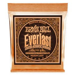 Ernie Ball Everlast Medium Light Phosphor Bronze Acoustic Guitar Strings, 12-54 Gauge (P02546)