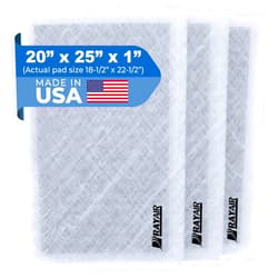RayAir Supply 20x25 Replacement Filter Pads Compatible with Dynamic Air Cleaner 20X25 Refill (3 Pack) White