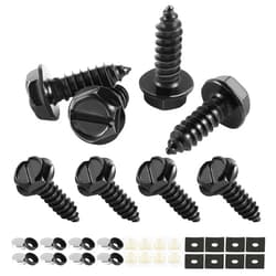 LivTee Rustproof License Plate Screws for Securing License Plates Frames and Covers on Cars and Trucks, 8 Sets Premium Stainless Steel Self Tapping Mounting Bolts (Black Zinc Plated)