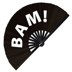 Fan-dom Bam! Hand Fan Foldable Bamboo Circuit bam Rave Hand Fans Outfit Party Gear Gifts Music Festival Rave Accessories for Men and Women (Black)