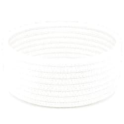 ABenkle Small Woven Basket, Empty Tiny Shallow Storage Basket, Mini Cotton Rope Baskets, Round Decorative Hamper, Basket Storage Bins for Toys, Spa, Socks, Nursery, Living Room- White