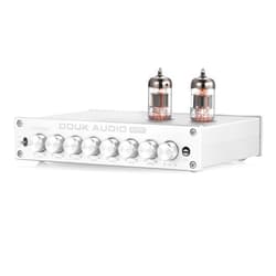 Douk Audio HiFi Vacuum Tube 7-Band EQ Preamp Equalizer XLR Pre-Amplifier Home (T8 PRO Silver)