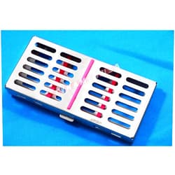 SYNAMED USA New Premium German Stainless Dental Autoclave Sterilization Cassette Rack Box Tray for 7 Instruments Pink
