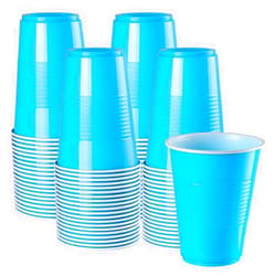 BEARECYCLEMAN.16 oz Plastic Cups For Party 50 Pack - Light Blue Disposable Cups - Party Cups Disposable Light Blue -16 oz Plastic Cups - Plastic Drinking Cups Disposable (LIGHT BLUE, 16OZ)
