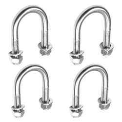 MroMax 4Pcs 304 Stainless Steel M8 Thread Silver Round Bend U Bolts with Nuts and Washers for Fastening Products to 0.98