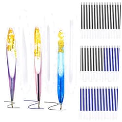 JANYUN 3 Pieces Pen Shape Resin Mold Ballpoint Pen Silicone Molds Epoxy Resin Molds Resin Casting Molds with 75 Pieces Ballpoint Refill Pens for DIY Resin Crafts Making (Black Blue)