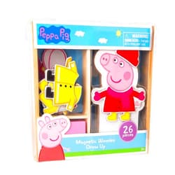 TCG Toys Peppa Pig Magnetic Wood Dress Up Doll. Includes 26 Colorful Magnetic Wood Pieces and Wooden Storage Box. Encourages Creative Play with Mix and Match Fun for Preschoolers and Kids Ages 3 and over.