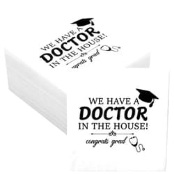Jetec We Have a Doctor at Home Napkins 100 White and Black Doctor Graduation Cocktail Napkins, Class of 2025 Medical School Graduation Party Supplies Decorations Doctor Graduation Napkins
