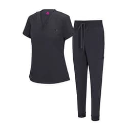 Natural Uniforms Womens Cool Stretch Modern Tuck-In Top Yoga Jogger Scrub Set with Regular and Petite Sizes