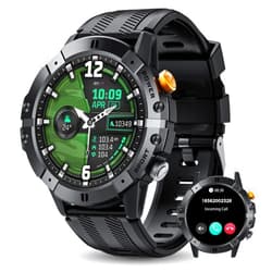 MIIEELO 2024 New Military Smart Watch(Answer/Make Calls) GoMore Algorithm Heart Rate/SpO2/Sleep Monitor, 120 Sports Modes 1ATM Waterproof Smartwatch Support Google Health for iPhone/Samsung/Android (Black)