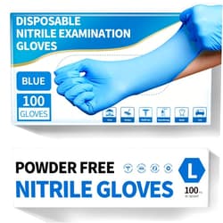 Medguy Powder-Free Nitrile Exam Gloves, 4.5 Mil, 100 Count, Blue, Food-Safe Disposable Gloves for Medical, Cooking, Cleaning