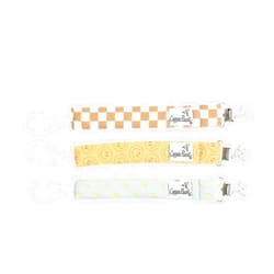 Copper Pearl 3-Pack Pacifier Holders: Premium Knit Binky Clips for Baby Girls and Boys - Stylish Stainless Steel Design for Secure No-Drop Attachment