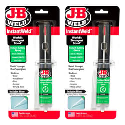 J-B Weld InstantWeld 2 Pack - Clear, 2 Minute Set Epoxy Adhesive, Static Mixer No Mess Application - 14ml