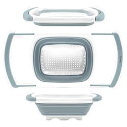 Qimh Collapsible Colander | Over The Sink Silicone Kitchen Strainers and Colanders with Extendable Handles | Veggies, Fruit and Pasta Foldable Strainer for Kitchen, 6-Quart, BPA Free