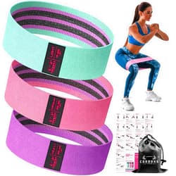 COOBONS FITNESS Fabric Resistance Bands for Working Out - Exercise Bands for Women and Men, Booty Bands for Legs and Butt, Yoga, Pilates, Rehab, Fitness and Home Workout