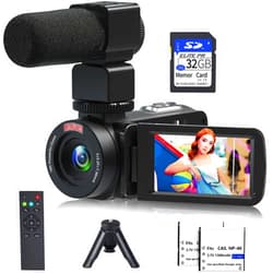 VETEK Video Camera, 1080P 30MP Camcorder IR Night Vision Vlogging Camera for YouTube,3.0