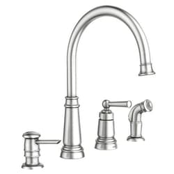 Moen Spot Resist Stainless One-Handle High Arc 4-hole Kitchen Faucet with Side Sprayer and Soap Dispenser, 87042SRS