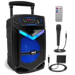 Pyle Portable Bluetooth PA Speaker System - 800W Rechargeable Outdoor Bluetooth Speaker Portable PA System w/ 12” Subwoofer 1” Tweeter, Recording Function, Mic In Party Lights USB/SD Radio- PPHP1242B
