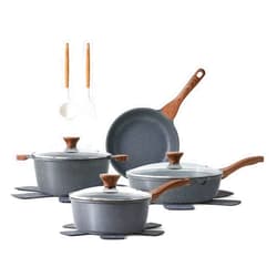 SENSARTE Nonstick Cookware Set 13-Piece, Non Stick Pots and Pans Set with Swiss Granite Coating, Non-toxic Kitchen Cooking Set, Stay-Cool Handles, PFOA Free