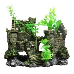 SLOCME Aquarium Medieval Resin Castle Decoration - Realistic Fish Tank Castle Accessory, Shelter for Betta Fish & Reptile