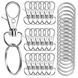 Segauin 100PCS Premium Swivel Snap Hooks with Key Rings,Metal Lanyard Keychain Hooks Lobster Clasps for Key Jewelry DIY Crafts 1.25inches/32mm(50 Pcs Lanyard Snap Hooks+50 Pcs Key Rings)