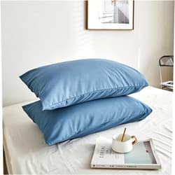 Revdomfly Soft and Comfortable Hypoallergenic Cotton Pillowcase Set, Machine Washable, Blue (Blue, 20“ * 26”)