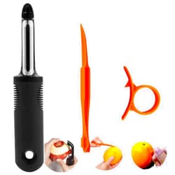 DENSET HBTDM Kitchen Essentials Bundle - Stainless Steel Vegetable Peeler and Citrus Orange Peelers (3pcs)