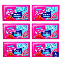 CHAIN & JO SWEETS Sweet Tarts Ropes Candy Bulk - 6-Pack of 3.5oz Bags - Tangy Strawberry Sweet Strings Candy Ropes