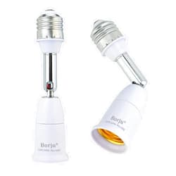 Borju Light Socket Extender [2-Pack], 4.5 Inch Light Socket Extension, 360° Adjustable Light Socket, White