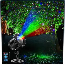 Alinkey Outdoor RGB Laser Projector Lights, Moving 3 Color Starry Sky & Firefly Effects Projection Light with RF Control, IP65 Outdoor Holiday Landscape Decor for Christmas Halloween Parties Garden New Year