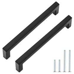 Probrico 25 Pack| Black Cabinet Handles 6-3/10 Inch(160mm) Hole Centers Drawer Pulls Stainless Steel Kitchen Cabinet Handles Matte Black Square Drawer Handles Modern Cabinet Hardware