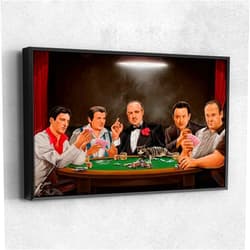 Mia Bellini Mafia Gangster Scarface, Sopranos Goodfellas & Godfather Wall Art Decor Print | Canvas, Painting Like Textured Print & Posters (45in x 30in Modern Black Framed)