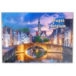 Photomagnet Bruges or Brugge, Belgium. View of Spiegelrei Canal at Dusk (HDR Image), Fridge Magnet
