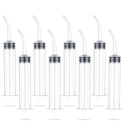 TecUnite 8 Pack Disposable 12cc Dental Syringe Dental Irrigation Syringe with Curved Tip, Tonsil Stone Squirt Mouthwash Cleaner (No Measurement)