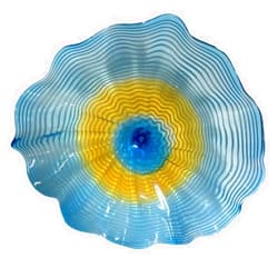 Zonsbin Hand Blown Art Glass Wall Decor, Flower Shaped Murano Glass Wall Decoration Platters for Kitchen, Staircase, Living Room, Entry, Hallway 12 Inch Diameter, ZSD-B
