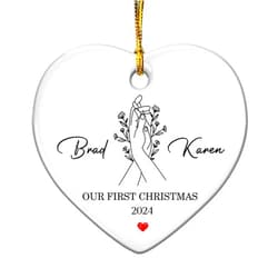 Ziraci Our First Christmas Together Ornament 2024, Couples Christmas Ornament, Personalized First Christmas Together Ornament, Customized New Couple Christmas Ceramic Ornament, Gift for Lover Couple