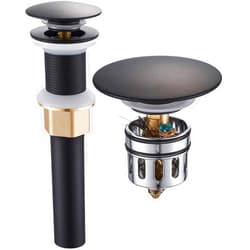 REGALMIX Pop Up Drain, Bathroom Faucet Vessel Vanity Sink Drain Stopper, Built-in Anti-Clogging Strainer, Without Overflow Matt Black,Fits Standard American Drain Hole(1-1/2