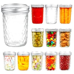 YEBODA 16 oz Mason Jars Wide Mouth Canning Jars 12 Pack Glass Jars with Silver Metal Airtight Lids and Bands for Jam, Honey, Wedding Favors, Shower Favors, Yogurt, Sauces, Overnight Oats