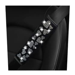 8sanlione 2PCS Bling Car Seat Belt Cover, Crystal Soft Shoulder Neck Protector Pad, Diamond Rhinestones Seatbelt Cushion for Women Girls, Auto Interior Accessories Universal for SUV, Truck, Van (Black)